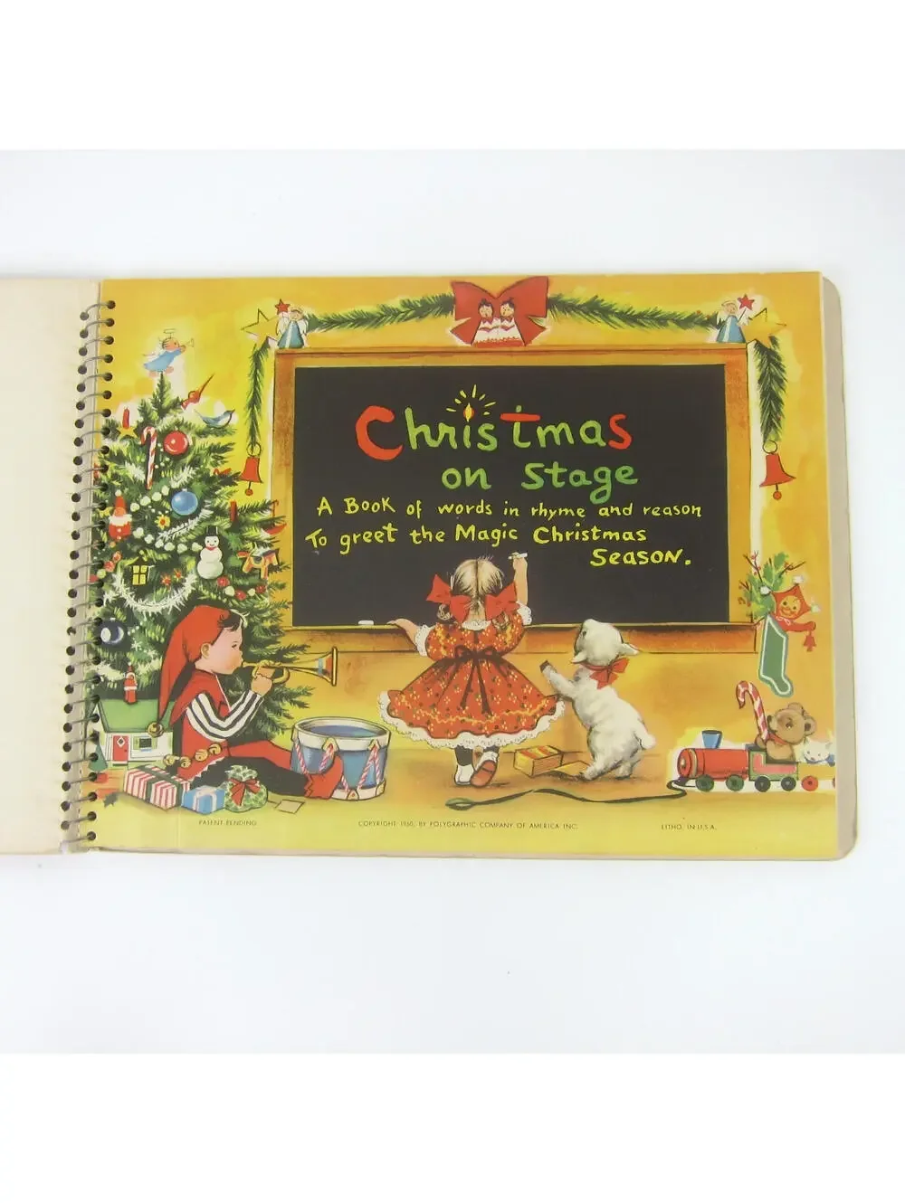 Vintage Christmas on Stage Pop Up Book Charlot Byi Children's Spiral Bound 1950